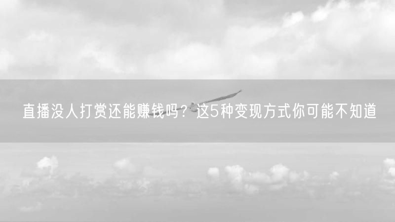 直播没人打赏还能赚钱吗？这5种变现方式你可能不知道