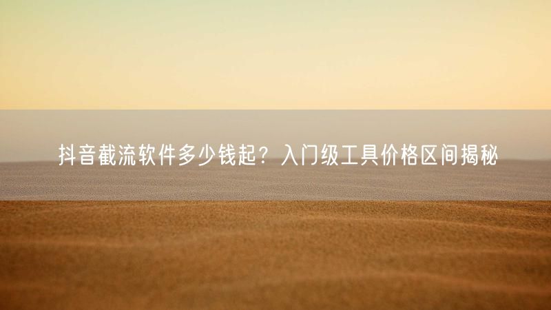 抖音截流软件多少钱起？入门级工具价格区间揭秘