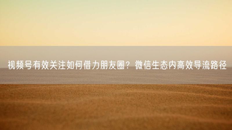 视频号有效关注如何借力朋友圈？微信生态内高效导流路径