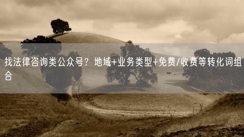 找法律咨询类公众号？地域+业务类型+免费/收费等转化词组合
